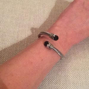 Adjustable Bracelet with black crystal accent